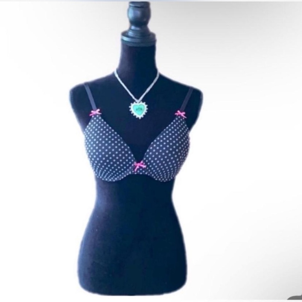 Betsey Johnson black polka dot bra 34C